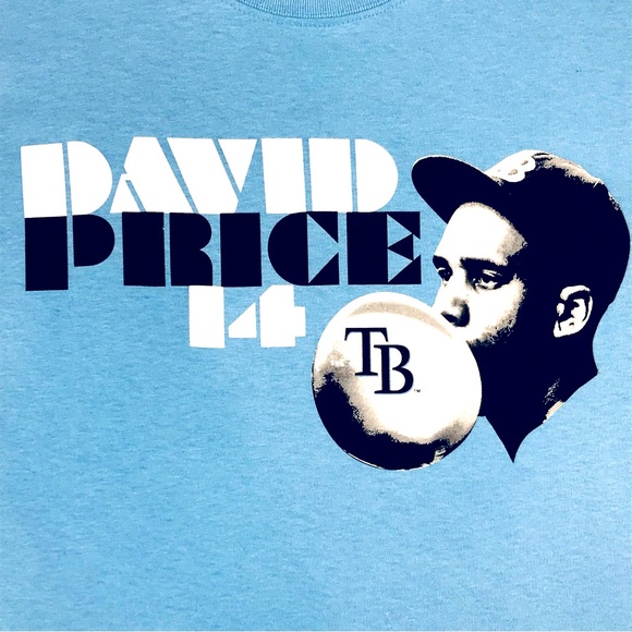 David Price #14 MLB Tampa Bay Devil Rays Men’s Baby Blue Baseball Shirt Size XL - Picture 3 of 6